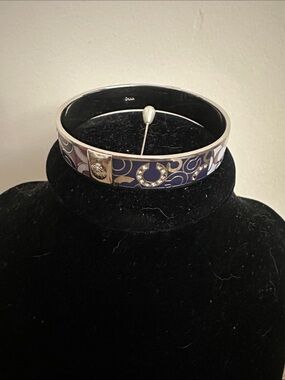 Coach Vintage Y2K Signature Purple Enamel Wide Slip On Bangle Bracelet